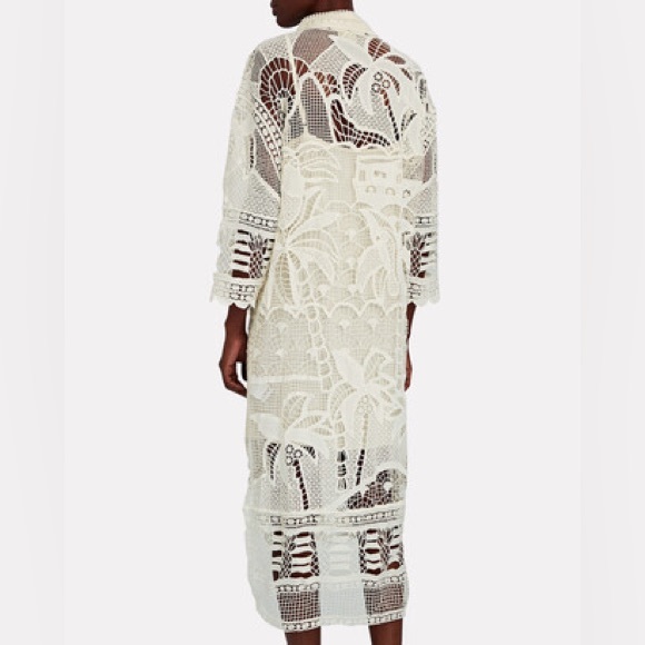 Farm Rio Guipure Ivory Lace Crochet Midi Shirt Dress Womens Small - Picture 7 of 8